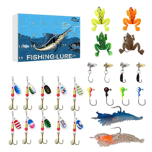 Fishing Lures Calendar Advent 2025 Calendar Advent Fishing Christmas Countdown Tackle Box Toys for Countdown Dad Father Boys Men